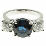 3ct Round Cut Blue Sapphire Engagement Ring Trilogy 14k White Gold Finish