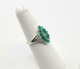 2.2ct Engagement Ring Pear Cut Green Emerald Art Deco 14k White Gold Finish