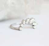 1.5ct Marquise Cut Diamond Engagement Ring 14k White Gold Finish Unique Crown