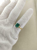 2ct Engagement Ring Green Emerald Cut Solitaire Women 14k Yellow Gold Finish