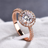 2.3ct Round Cut Diamond Engagement Ring 14k RoseGold Finish Halo Solitaire Women