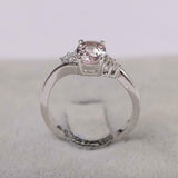 2ct Oval Cut Morganite Petite Round Accents Solitaire Ring 14k White Gold Finish