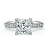 1.5ct Princess Diamond Engagement Ring Solitaire 14k WhiteGold Over Round Accent
