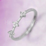 0.5ct Round Cut Moissanite Floral Petite Wedding Band 14k White Gold Plated