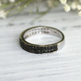 2Ct Round Cut Black Diamond Two Row Wedding Band Ring 14K White Gold Finish