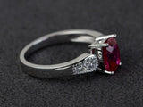 2.2ct Cushion Cut Pink Ruby Diamond Accent Solitaire Ring 14k White Gold Finish