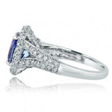 3.67ct Cushion Cut Tanzanite Engagement Ring Split Band Halo 14k White Gold Over