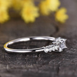 1ct Engagement Ring Emerald Cut Diamond Solitaire Accent 14k White Gold Finish