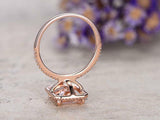 2ct Emerald Champagne Morganite Solitaire Engagement Ring 14k Rose Gold Finish