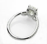 4.5ct Oval Cut Diamond Accent Hidden Halo Solitaire Ring 14K White Gold Finish