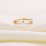 0.2ct Round Cut Diamond Wedding Band Petite Split Band 14k Yellow Gold Finish