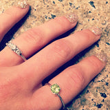 0.4ct Engagement Ring Round Cut Peridot Solitaire Minimalist 14k White Gold Over