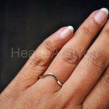 0.05ct Round Cut Moissanite Stacking Curved Wedding Band 14K White Gold Plated