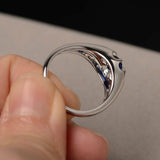 1ct Round Cut Blue Sapphire Floral Solitaire Engagement Ring 14k White Gold Over
