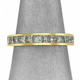 4.5ct Princess Diamond Channel Set Eternity Wedding Band 14K Yellow Gold Over