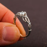 Split Open Band Solitaire with Accent Ring 1ct Round Diamond 14k White Gold Over