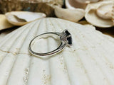 2.2ct Engagement Ring Cushion Cut Blue Sapphire Solitaire 14k White Gold Finish