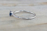 1.2ct Princess Cut Blue Sapphire Engagement Ring Solitaire 14k White Gold Finish