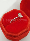 0.5ct Emerald Simulated Diamond Solitaire Engagement Ring 14k White Gold Plated