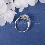 2.2ct Round Cut Moissanite Open Dual Halo Engagement Ring 14k White Gold Plated