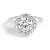 2.3ct Round Cut Moissanite Solitaire Halo Engagement Ring 14K Yellow Gold Plated