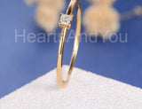 0.5ct Princess Simulated Diamond Solitaire Minimalist Ring 14k YellowGold Plated