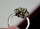 2.25ct Engagement Ring Round Cut Green Peridot Floral Halo 14k White Gold Finish