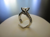 1ct Cushion Cut Diamond Solitaire Accent Engagement Ring 14k White Gold Finish