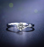 0.5ct Round Cut Moissanite Swirl Solitaire Engagement Ring 14k White Gold Plated