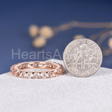 1ct Round Cut Simulated Morganite Half Eternity Wedding Band 14k RoseGold Plated