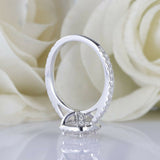 2ct Cushion Cut Diamond Engagement Ring Round Accents Halo 14k White Gold Finish