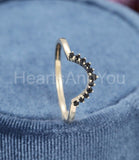 0.35ct Round Simulated Black Diamond Curved Wedding Band 14k Yellow Gold Plated