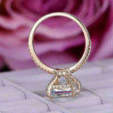 2ct Princess Cut Blue Aquamarine Engagement Ring Hidden Halo 14k YellowGold Over
