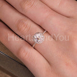 1ct Round Cut Simulated Peach Morganite Accented Halo Ring 14k Rose Gold Plated