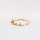 0.2ct Round Cut Moissanite Minimal Crown Engagement Ring 14k Yellow Gold Plated