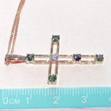 0.6ct Round Cut Simulated Green Peridot Holy Cross Pendant 14k YellowGold Plated