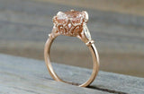 1.7ct Oval Peach Morganite Filigree Solitaire Engagement Ring 18k Rose Gold Over