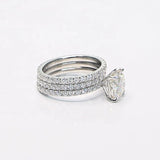 2ct Cushion Simulated Diamond Full Eternity Trio Ring Set 14k White Gold Plated