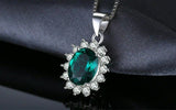 2.3ct Green Emerald Pendant Oval Cut Diamond Floral 14k White Gold Over NO CHAIN