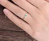 0.4ct Round Cut Simulated Emerald Minimal Trilogy Ring 14k White Gold Plated