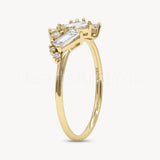 0.3ct Baguette Simulated Diamond Cluster Engagement Ring 14k Yellow Gold Plated