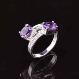 2.3ct Engagement Ring Oval Cut Purple Amethyst Bypass Design 14k White Gold Over