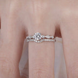 Bridal Set Wedding Engagement Ring 1ct Round Cut Diamond 14k White Gold Finish