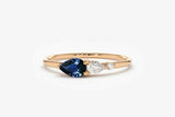 0.5ct Pear Blue Sapphire Teardrop Minimalist Engagement Ring 14k Rose Gold Over