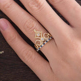 Princess Crown Women Engagement Ring 2.2ct Round Cut Diamond 14k YellowGold Over