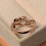 1.6ct Engagement Ring Round Cut Peach Morganite Leaf Accent 14k WhiteGold Finish