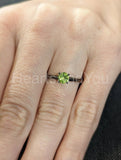 0.5ct Round Cut Simulated Green Peridot Solitaire Ring 14k Black Gold Plated