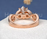 2.2ct Princess Simulated Diamond Cluster Infinity Twist Ring 14k RoseGold Plated