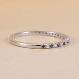 0.3ct Round Cut Simulated Sapphire Minimalist Wedding Band 14k White Gold Plated