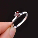 0.2ct Engagement Ring Round Cut Red Garnet 4 Prong Solitaire 14k White Gold Over